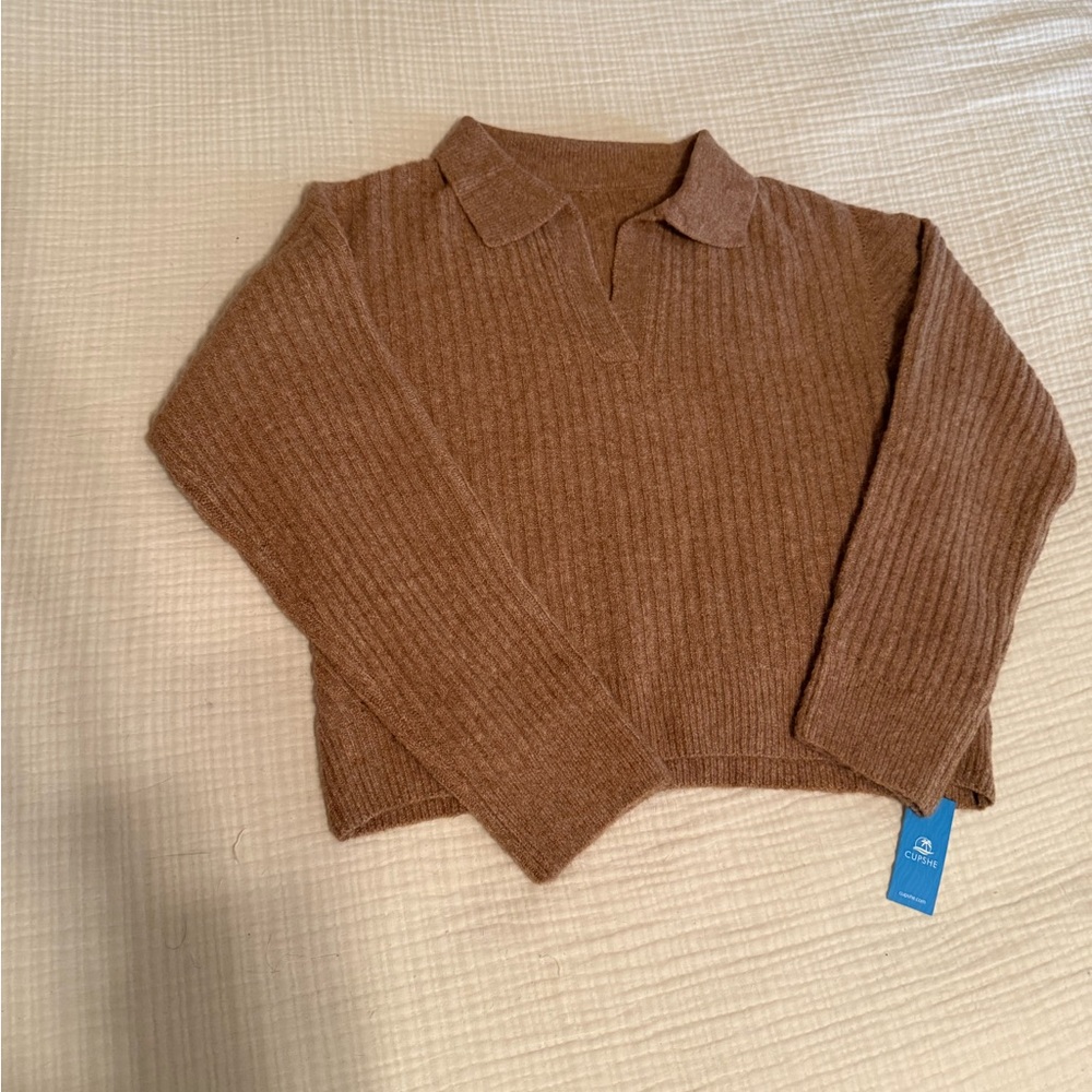 NWT Brown Ribbed Women's Sweater size M